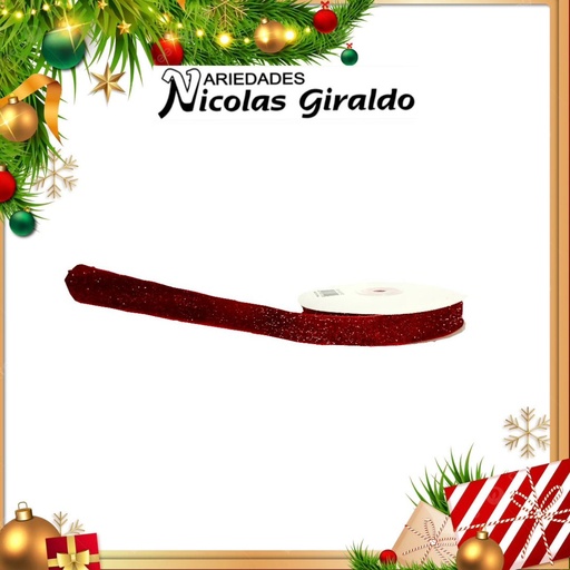 [AL026-152R] @CINTA DECORATIVA NAVIDEÑA TELA ROJA 10 YARDAS