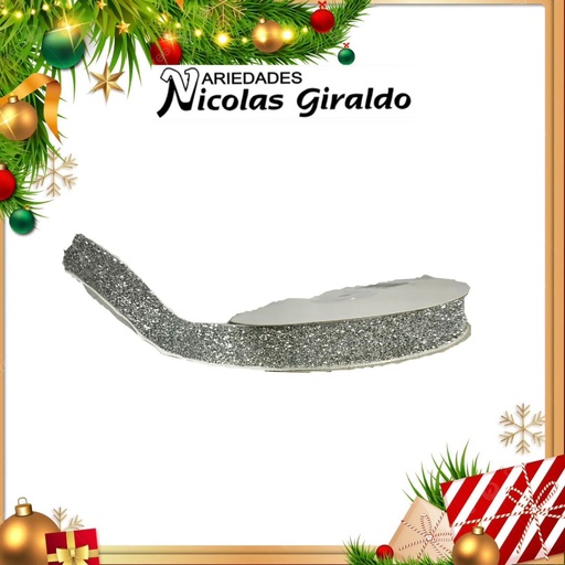 [AL026-152P] @CINTA DECORATIVA NAVIDEÑA TELA PLATA 10 YARDAS 