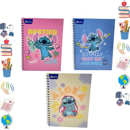 [569317] Cuaderno norma argollado grande dura book stitch raya 