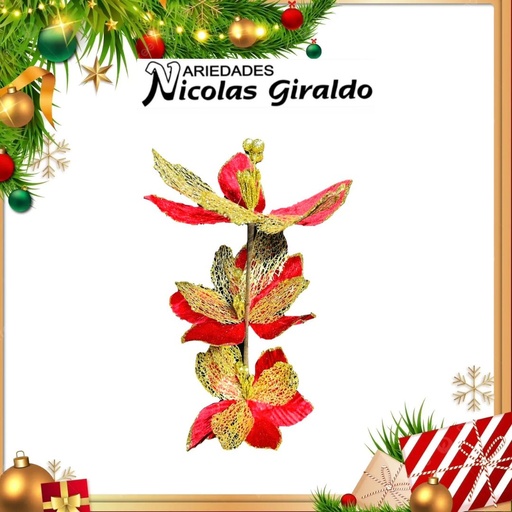 [S3571R] @FLOR NAVIDEÑA LARGA X3 ROJA 