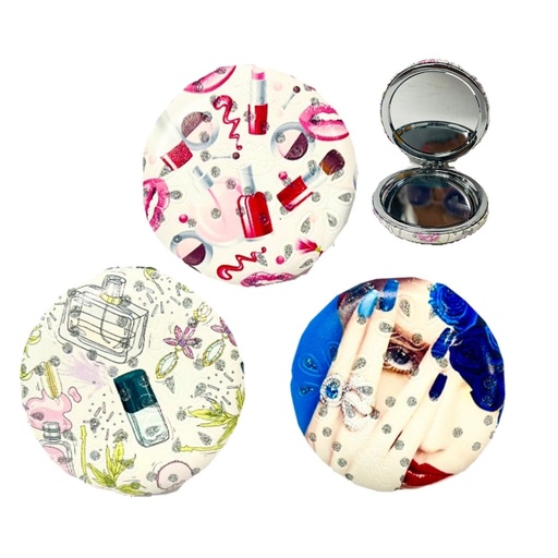 [BLK-051] Espejo cartera fino redondo alto relieve x1    