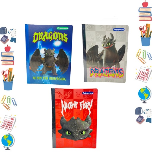 [P4198] Cuaderno cosido primavera 100H raya entrenando a tu dragon 