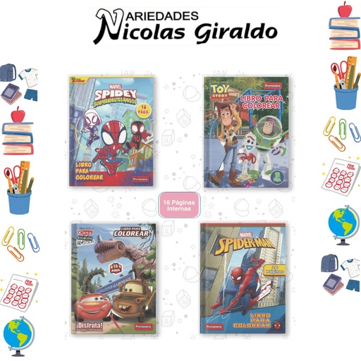 [P3764-018] Libro colorear primavera 16 pagina niño pqt x8 