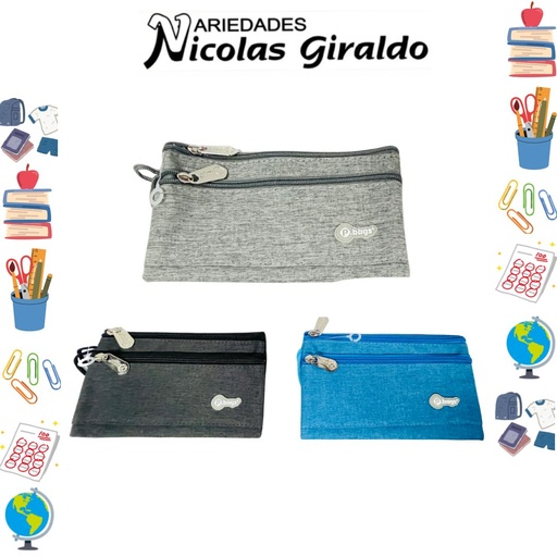 [P4494] Cartuchera primavera pbags 2 bolsillos solid color