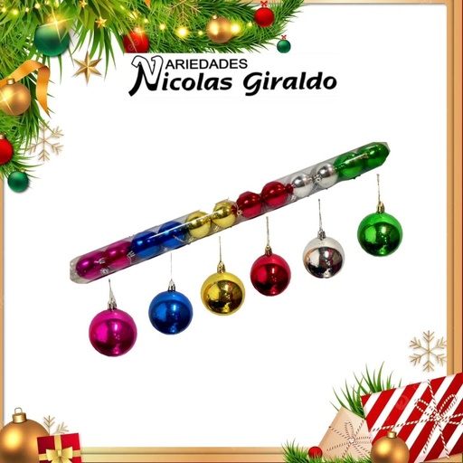 [WN2024-309] @BOLA NAVIDEÑA 6CM X12 MULTICOLOR
