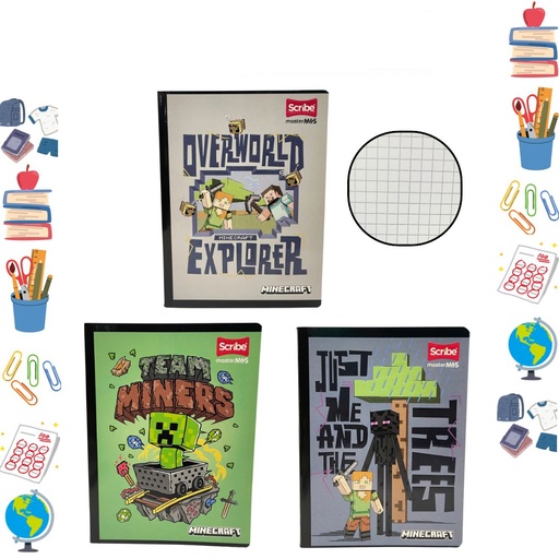 [C30216804] Cuaderno cosido scribe licencia 100H cuadro minecraft
