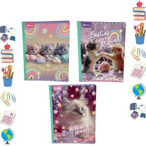 [563897] Cuaderno xpresarte cosido licencia 100H cuadros cats (gatos) 