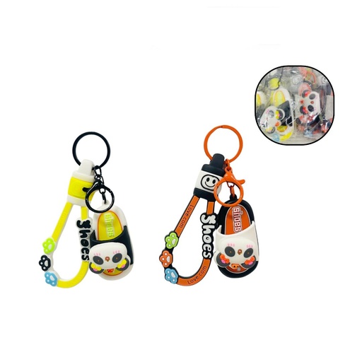 [LA-1355] Llavero grande fino oso panda chancla pqt X12   