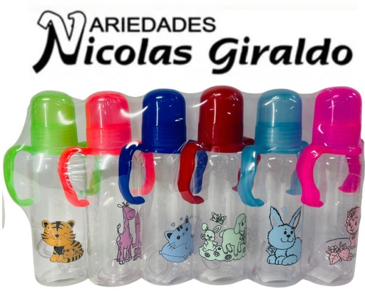 [PPT-21] Tetero asa grande 8oz traslucido paquete x6  