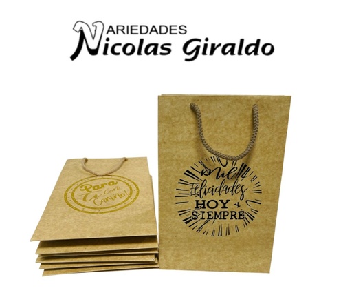 [UN0457] Bolsa regalo cariñito kraft estamp mediana PQT X12