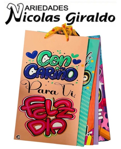 [142006] Bolsa regalo cariñito maxi vertical color PQT X6