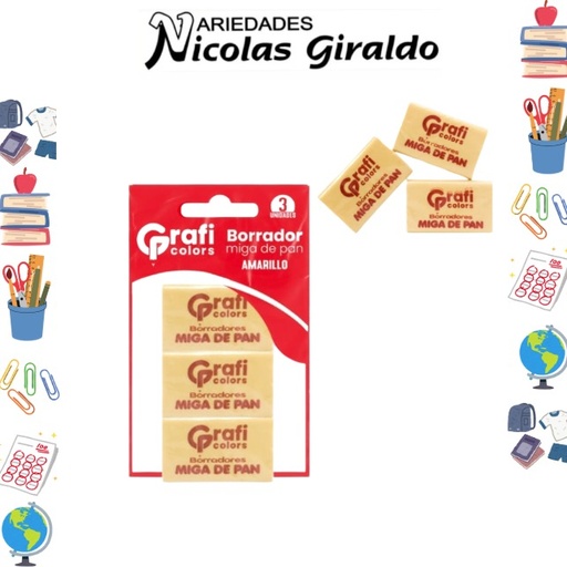 [GR189] Borrador miga de pan beige x3 graficolors pqt x20