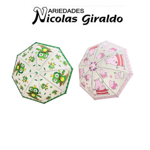 [YNC125-006] Sombrilla infantil  plastica estampada surtida  