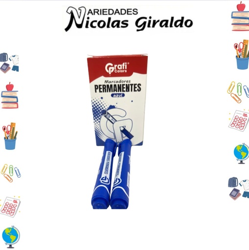[GR215] Marcador permanente azul graficolors caja x12  