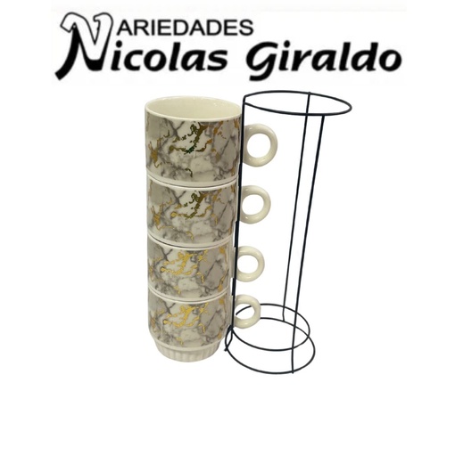 [SE9565] Pocillo tintero x4 con base estampado surtido mediano 