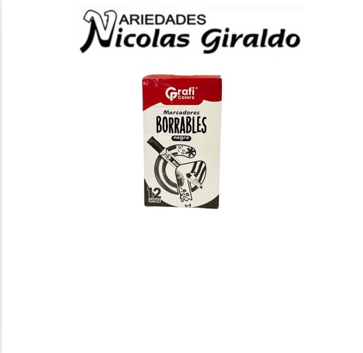 [GR218] Marcador borrable negro caja x12 graficolors