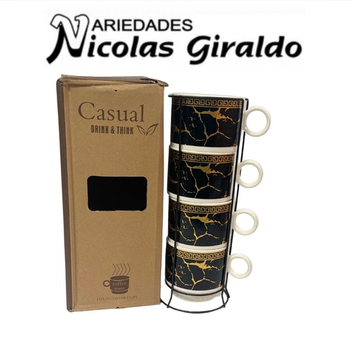 [SE9566] Pocillo tintero x4 con base estampado surtido mediano 