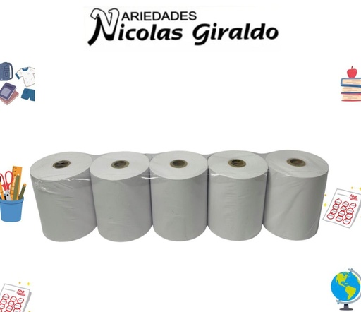 [ET1245] Rollo papel termico 80mm x60mts pqt x5