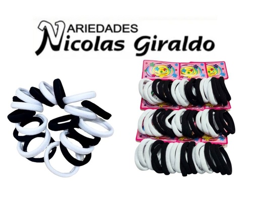 [ST-030] @Chulo resorte licra x6 grande blanco y negro bolsa x12 