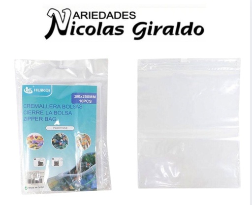 [PT28012] Bolsa cremallera 200x250mm x10 pqt x12
