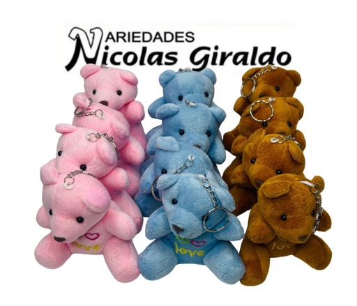 [2D-11525-1] Llavero peluche oso love 9.5CM pqt x12 