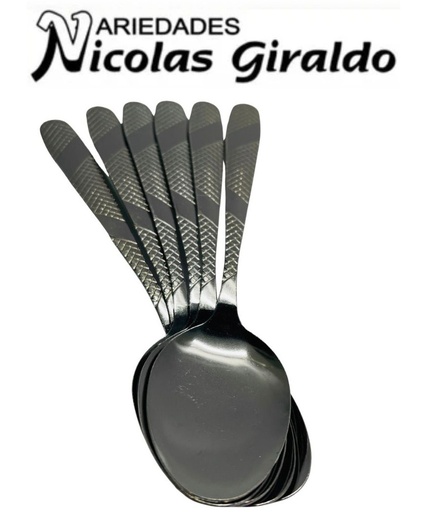 [AK3748] Cuchara metal fina x6 grabada  
