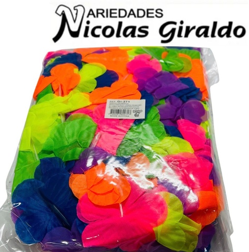 [GI-271] Collar hawaiano neon 2 hoja pqt x12  
