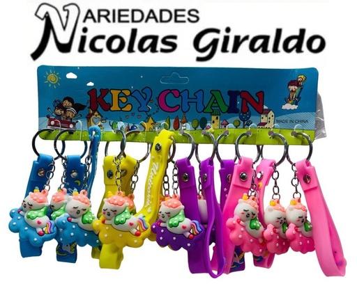 [CH23146] Llavero caucho fino unicornio nube correa ancha pqt X12