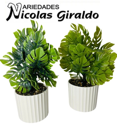 [SE9905] Matera blanca flor artificial hojas