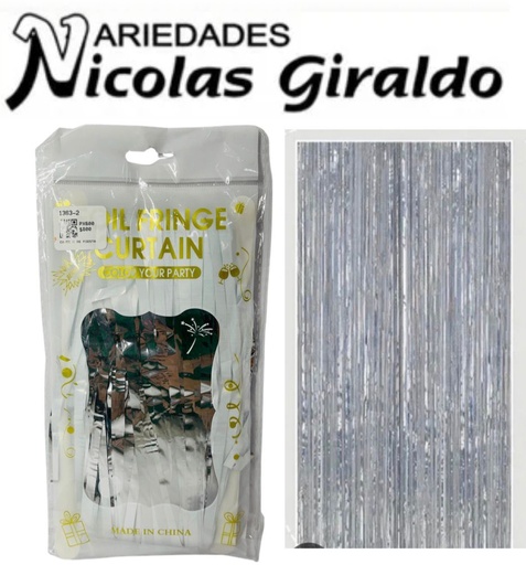 [1363-2] Cortina fiesta brillante 2x1 plata 