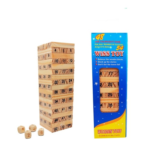 [PTP1205] Didactico jenga grande numeros caja azul