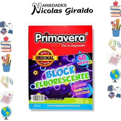 [P179] Block fluorescente primavera