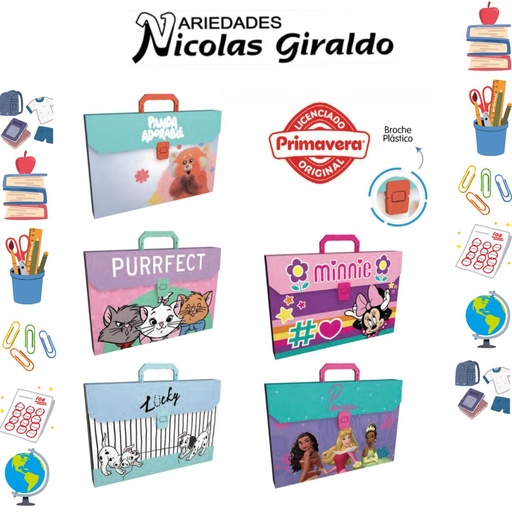 [P3939] Carpeta primavera maletin Plastico disney niña