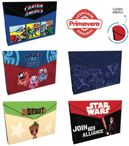 [P3931] Carpeta primavera plastica fuelle marvel-starwars