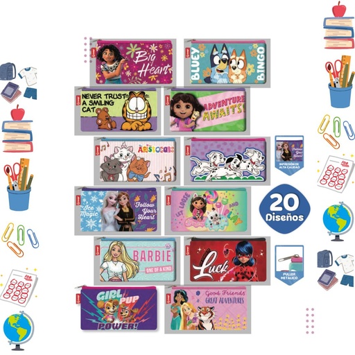 [P630] Cartuchera primavera 1 cierre niña