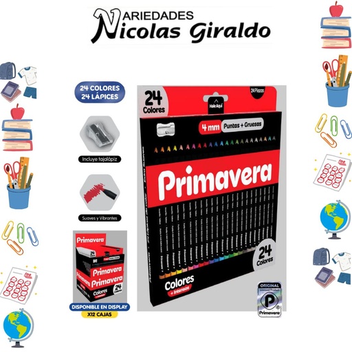 [P3114] Color primavera black unipunta x24