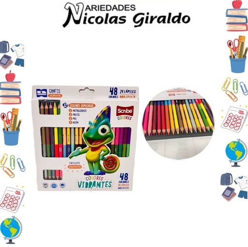 [C30216329] Color scribe doble punta x24 piezas 48 colores
