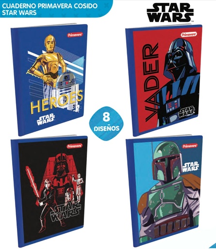 [P3889] Cuaderno cosido prim. 100 H cuadro start wars