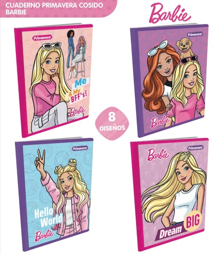 [P1979] Cuaderno cosido prim. 100 H cuadros Barbie