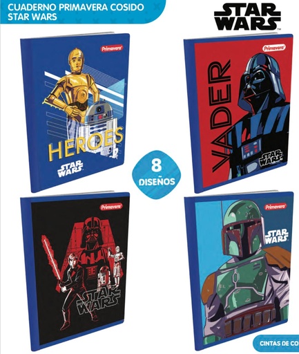 [P3890] Cuaderno cosido prim. 100 H raya start wars