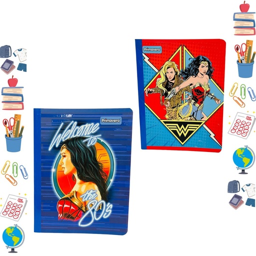 [P1413] Cuaderno cosido prim. 100 H rayas mujer maravilla (1575)