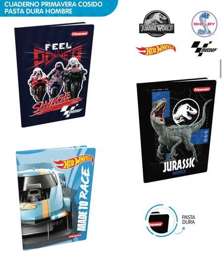 [P1530] Cuaderno cosido prim. p.dura100 H raya hombre