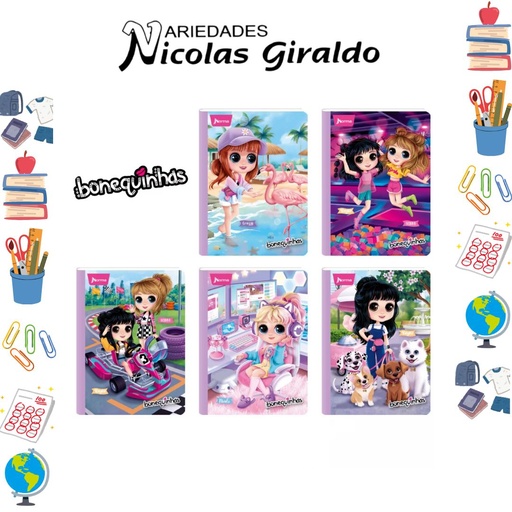 [553806] Cuaderno norma gama media bonequinhas 100H raya