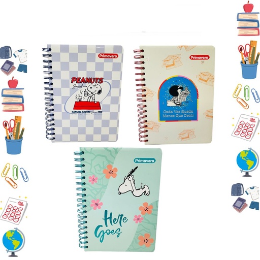 [P1504] Cuaderno primavera 5 materias argollado pequeño mujer