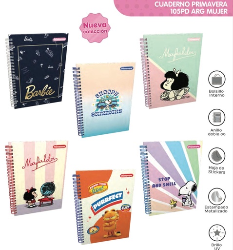 [P1527] Cuaderno prim. argollado academico rayas mujer