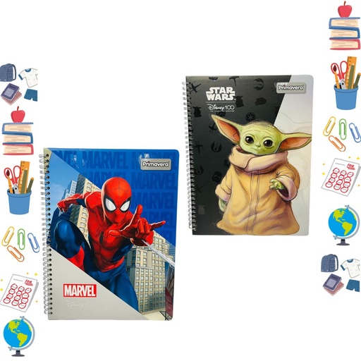 [P3319] Cuaderno prim. argollado grande disney100 hombre cuadro (3319)