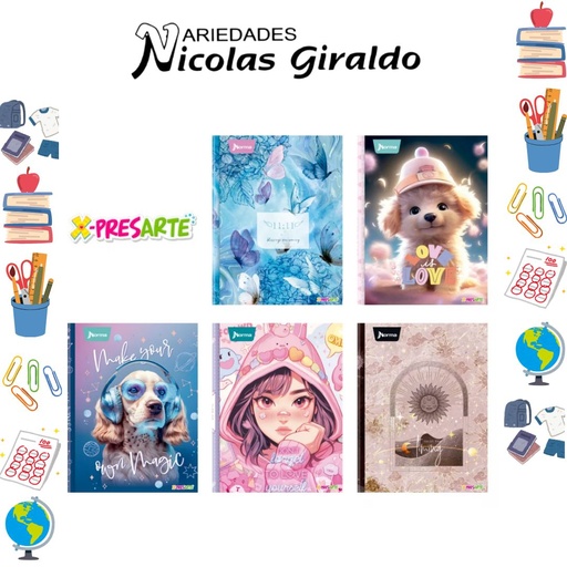 [558911] Cuaderno xpresarte dura book 100 H femenino cuadro