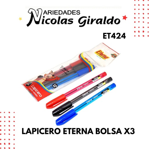 [ET424] Lapicero eterna bolsa x3
