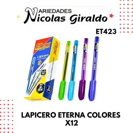 [ET423] Lapicero eterna colores x12