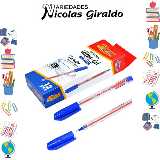 [ET591] Lapicero eterna tapa 0.7 ultra gel azul x12